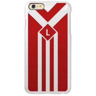 White Stripes and Chevrons on Red with Monogram Incipio Feather® Shine iPhone 6 Plus Case