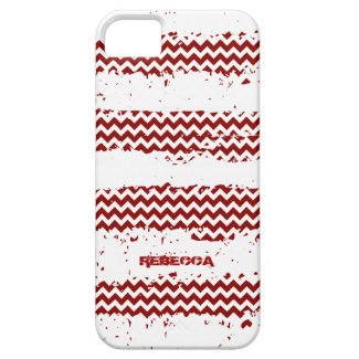 White Stripes With Dark Red Zigzag Chevron iPhone 5 Cases
