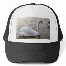 White Swan Close Up Picture Trucker Hats