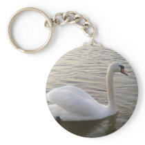 White Swan Close Up Picture Key Chains