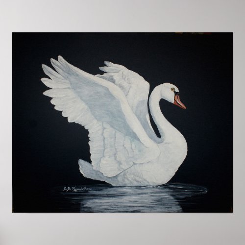 White Swan, painting by DiDi print