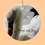 White Swan Peace and Joy Ornament ornaments