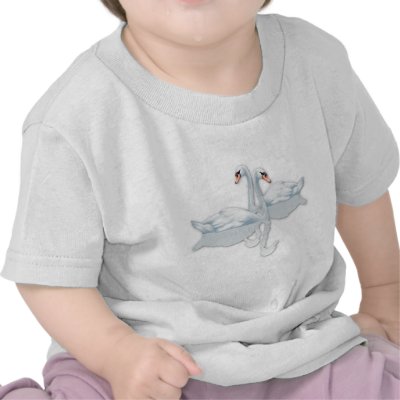 White Swans Clipart Graphics T-Shirts for Weddings