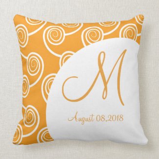 White Swirl Orange Monogram Wedding Keepsake