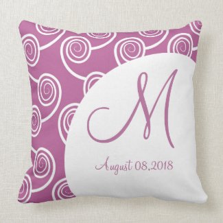 White Swirl Purple Monogram Wedding Keepsake
