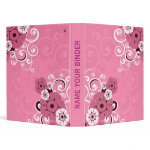 White  Swirls And Flowers Pink wedding binder binder
