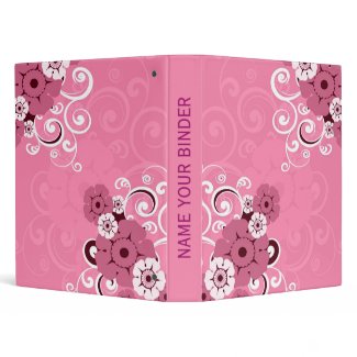 White Swirls And Flowers Pink wedding binder binder