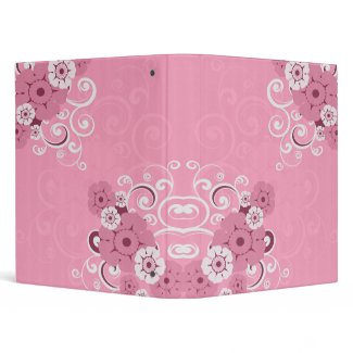 White Swirls And Pink Flowers binder binder