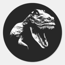 White T Rex Round Stickers