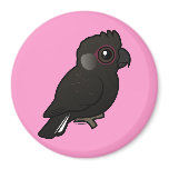 White-tailed Black Cockatoo Round Magnet