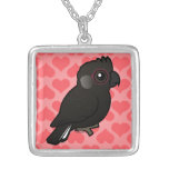 White-tailed Black Cockatoo Silver Plated Necklace