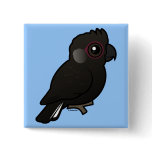 White-tailed Black Cockatoo Square Button