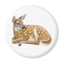 White Tailed Deer Fawn Round Magnet by twopurringcats White Tailed Deer Fawn Round Magnet