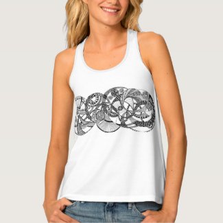 White Tank top with black Zendoodle pattern Tank Top