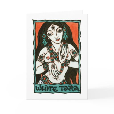 White Tara Greeting Card by ThaliaTook