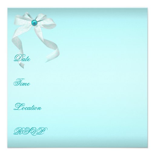 White Teal Blue Sweet 16 Party Invite