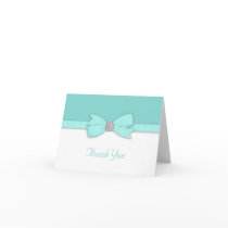 White Teal Blue Thank You Cards