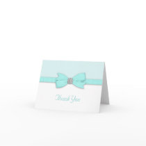 White Teal Blue Thank You Cards