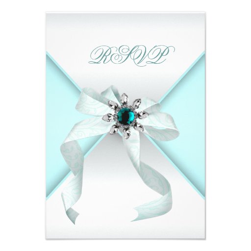 White Teal Sweet 16 Party Personalized Invitations
