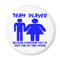 White Team Player Fat Girl Home Refrigerator Magnet