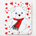 White Teddy Bear With Red Hearts mousepad