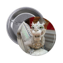 White Temple Dragon Pinback Buttons