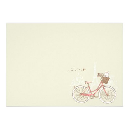 White Terrier on Pink Bicycle Birthday Invitation