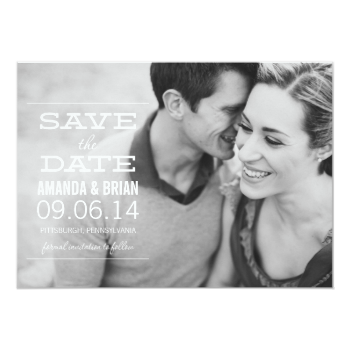 White Text Photo Save the Date Announcement Custom Invitations