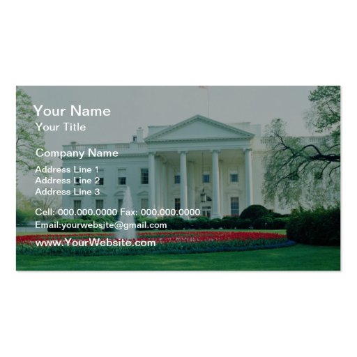White The White House, Washington, D.C., U.S.A. fl Business Card Templates