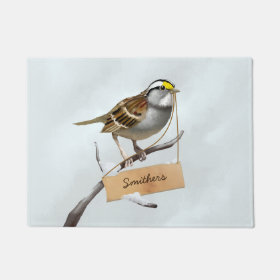 White throated sparrow customize family name doormat