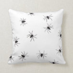 White Throw Pillow with Spiders