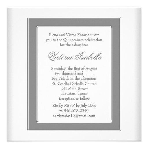 White Tiara White Photo Sweet Quinceanera Custom Announcement