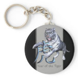 White Tiger and Chinese Symbol Keychain