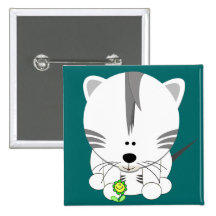 White Tiger Cub Pinback Button