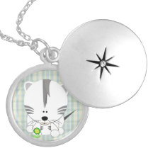 White Tiger Cub Round Locket