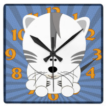 White Tiger Cub Square Clock wall clocks