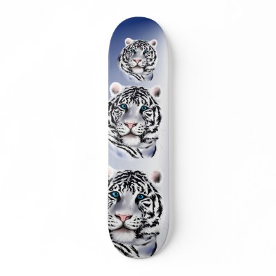 White Tiger Face Skateboard by LotacatsSkates. Here's lookin' at you.