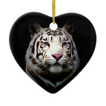 White Tiger Heart Christmas Ornament