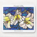 White Tiger Lily Flowers Stained Glass Design Art Mousepad