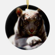 White Tiger Mirage Christmas Tree Ornaments