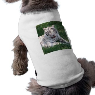 White tiger on green grass vertical frame picture petshirt