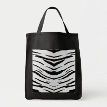 White Tiger or Zebra Striped Canvas Bag