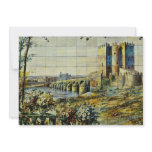 white Tile showing Cordoba scene, Plaza Santa Ana, Announcements