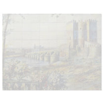 white Tile showing Cordoba scene, Plaza Santa Ana, Custom Letterhead