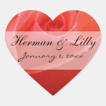 White Tipped Pink Rose Personalized Wedding Sticker
