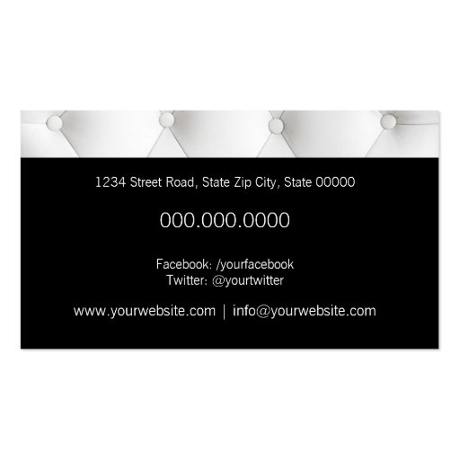 White to leather upholstery business card template (back side)