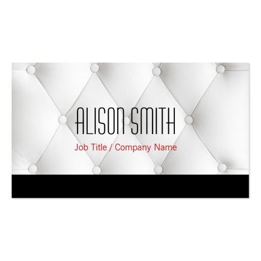 White to leather upholstery business card template (front side)