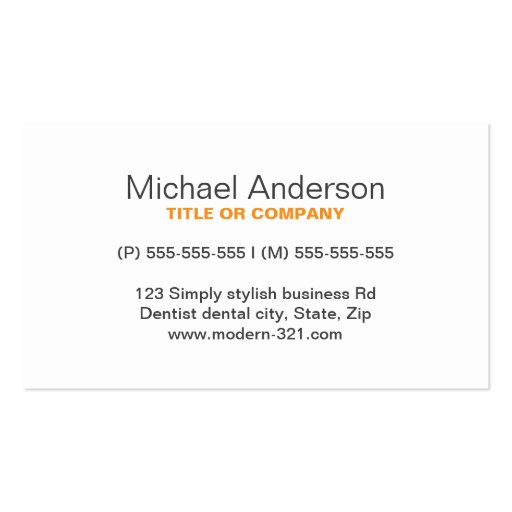 White tooth gray texture minimalist dentist dental business card (back side)