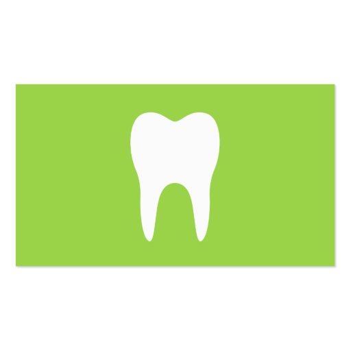 White tooth lime green minimalist dentist dental business card templates (front side)