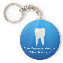 White Tooth on Blue Background Key Chain